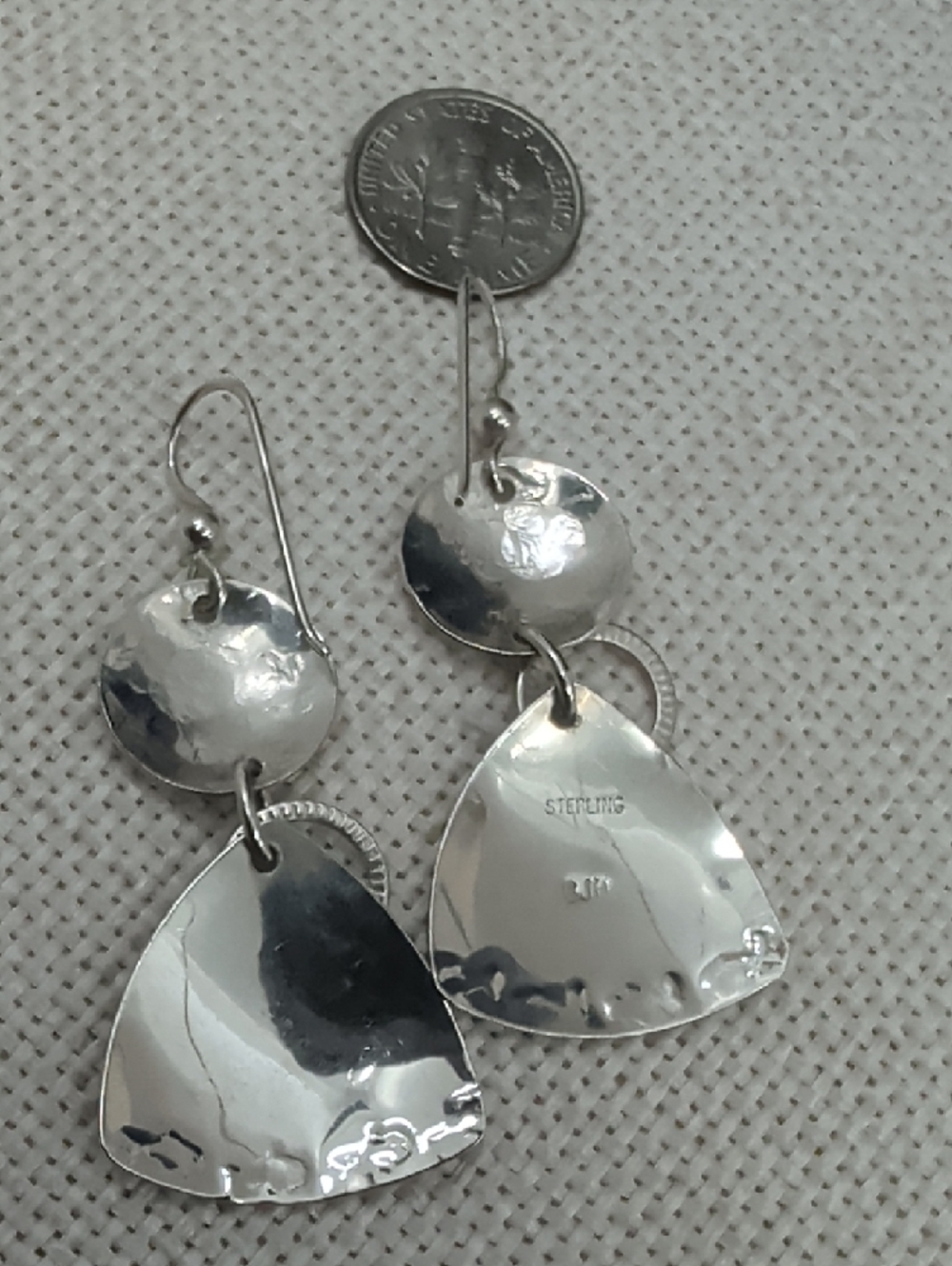 Sterling Silver 925 Fish Drop Earrings Florida Keys Artisan BJH Vintage 1990s - Picture 10 of 17